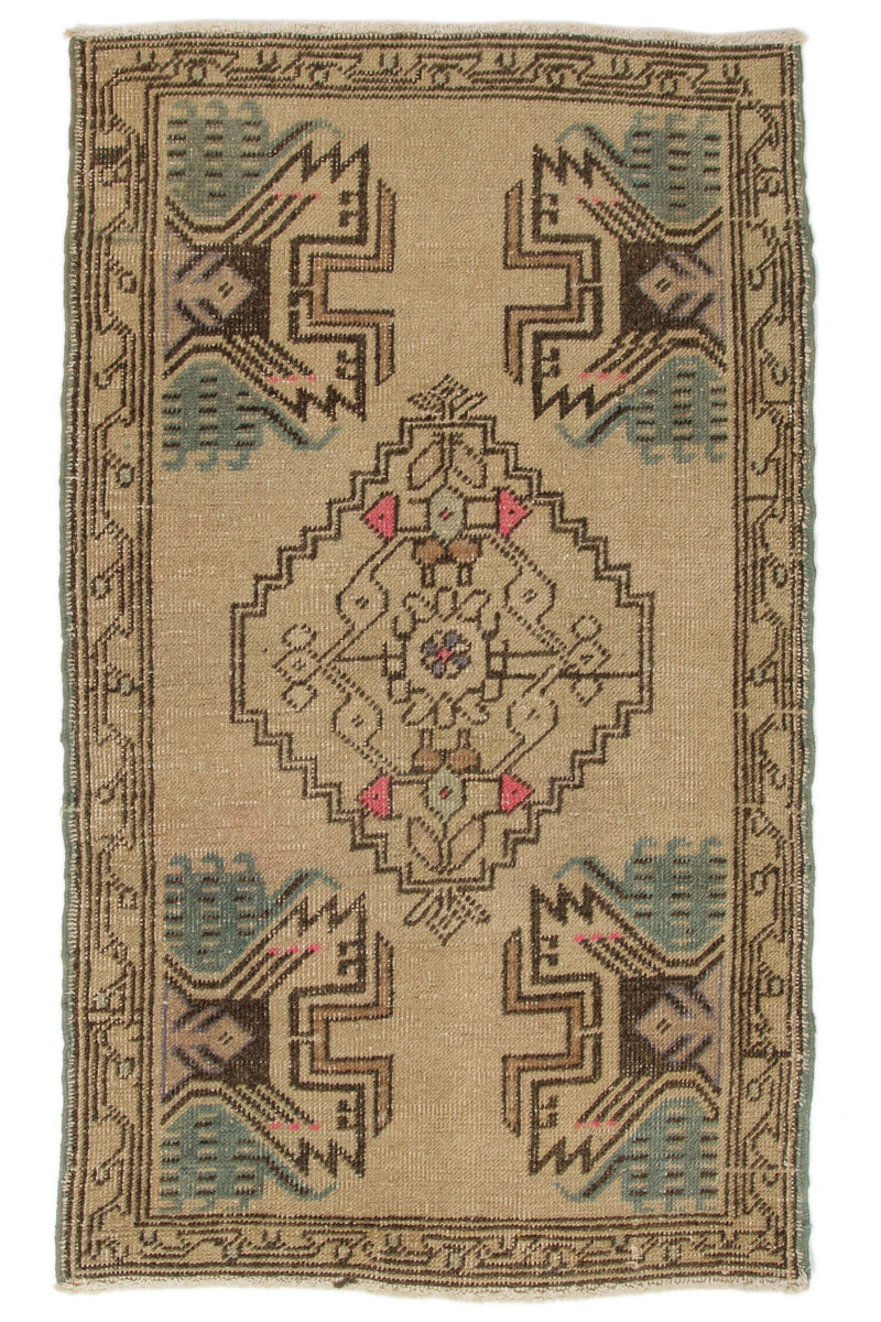 2x3 Ivory Turkish Tribal Rug