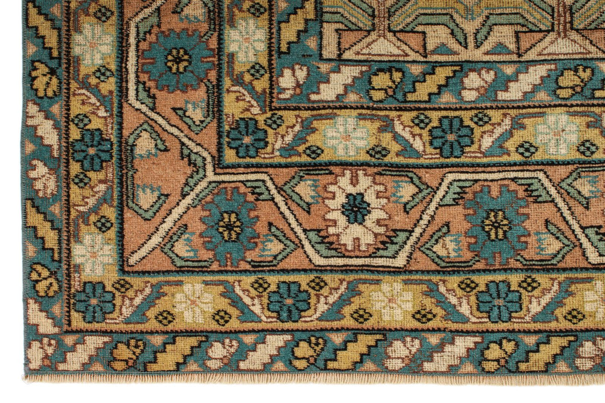 7x10 Ivory and Multicolor Turkish Overdyed Rug