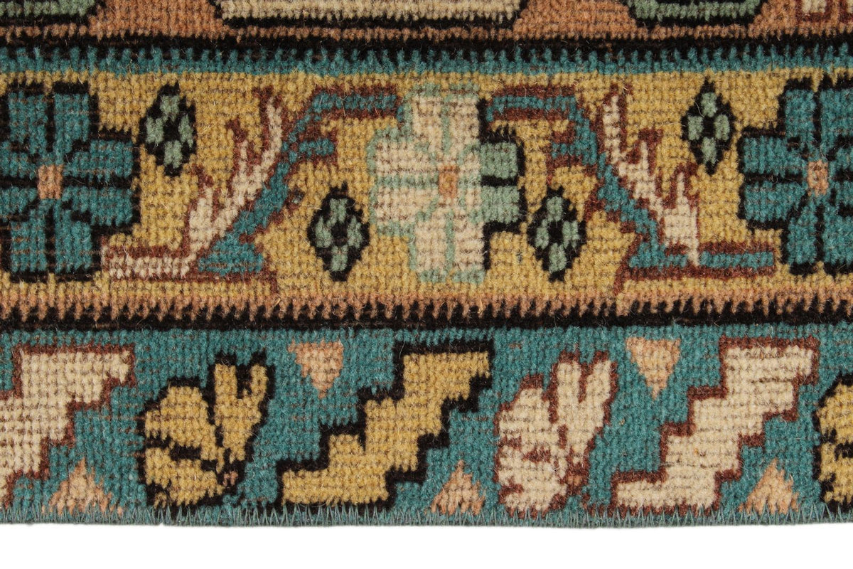 7x10 Ivory and Multicolor Turkish Overdyed Rug