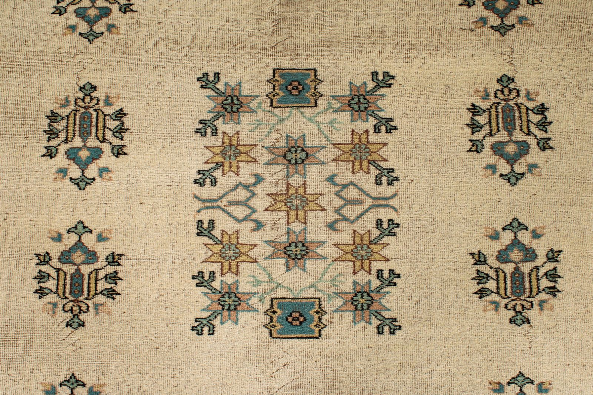 7x10 Ivory and Multicolor Turkish Overdyed Rug