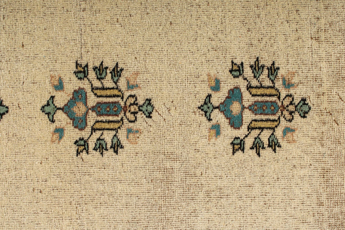 7x10 Ivory and Multicolor Turkish Overdyed Rug