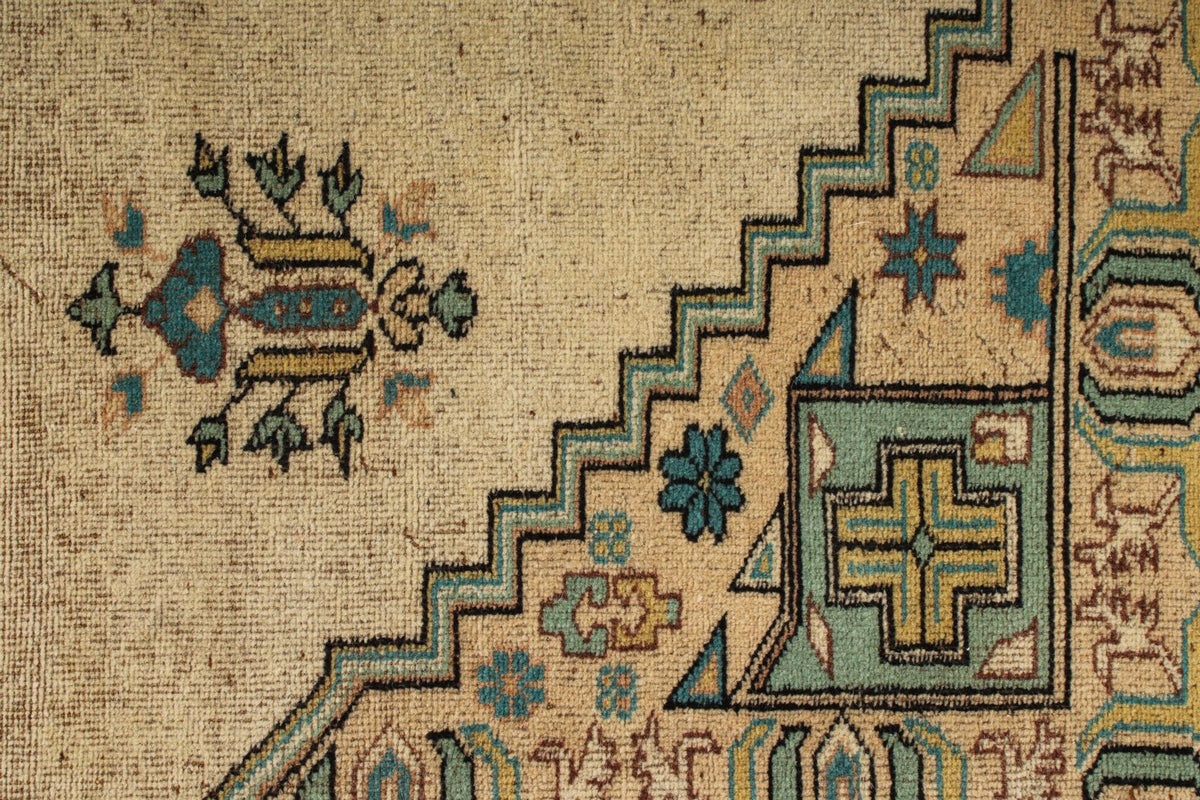 7x10 Ivory and Multicolor Turkish Overdyed Rug