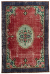 7x10 Red and Navy Turkish Anatolian Rug