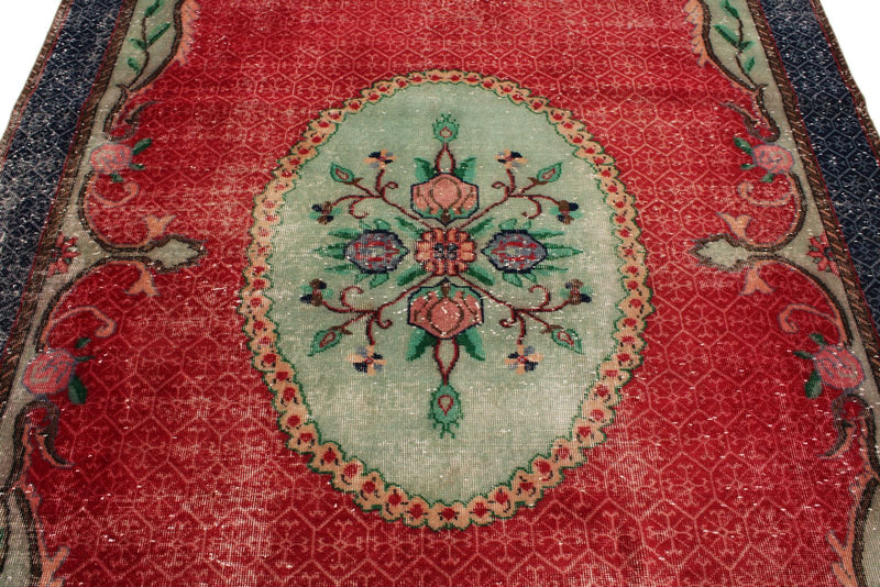 7x10 Red and Navy Turkish Anatolian Rug