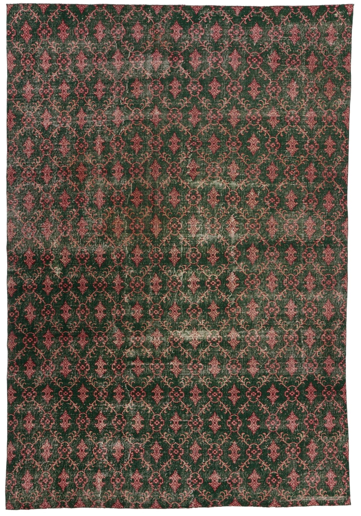7x10 Dark Green and Multicolor Turkish Anatolian Rug