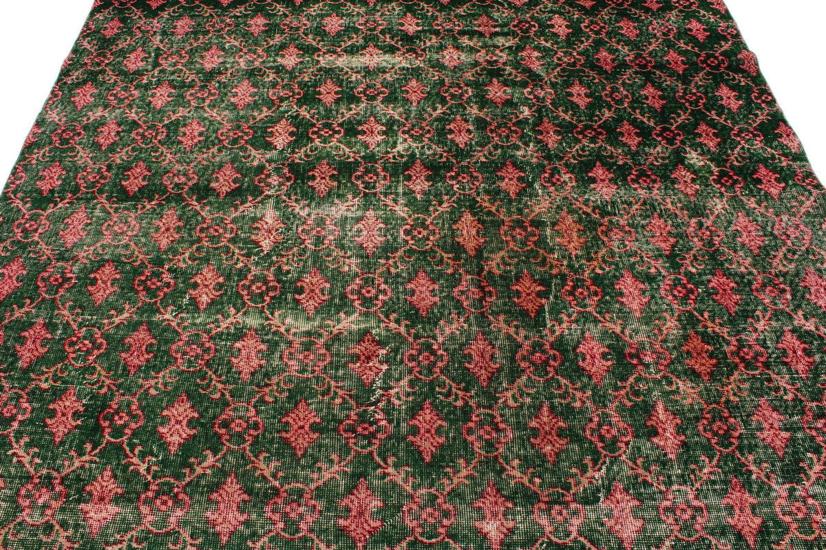 7x10 Dark Green and Multicolor Turkish Anatolian Rug