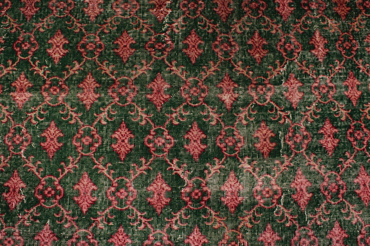 7x10 Dark Green and Multicolor Turkish Anatolian Rug