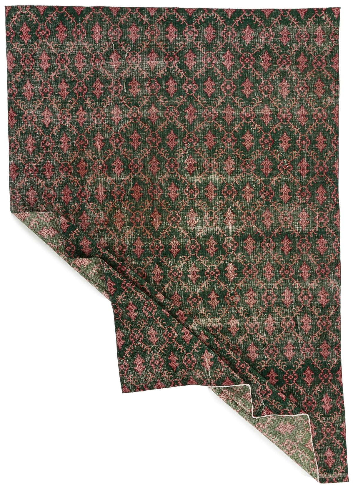 7x10 Dark Green and Multicolor Turkish Anatolian Rug