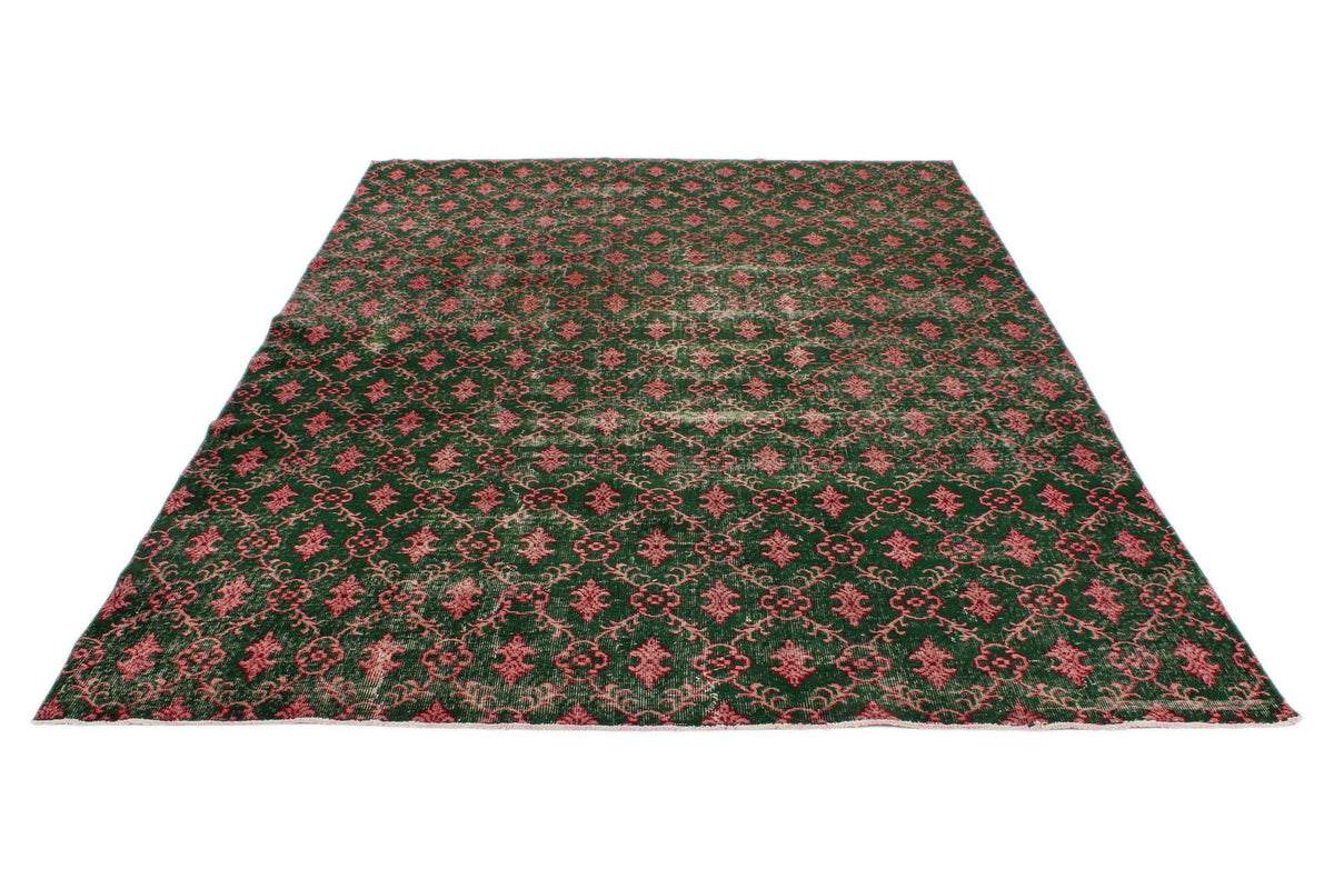 7x10 Dark Green and Multicolor Turkish Anatolian Rug