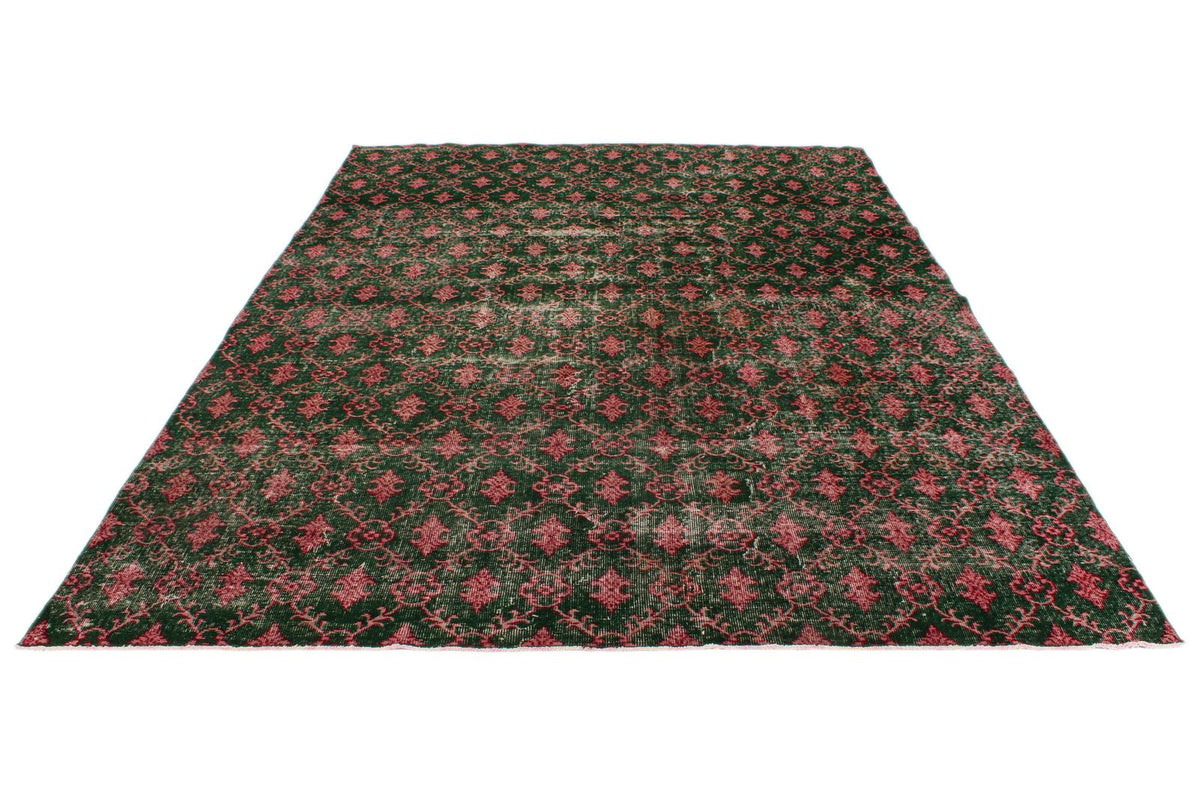7x10 Dark Green and Multicolor Turkish Anatolian Rug