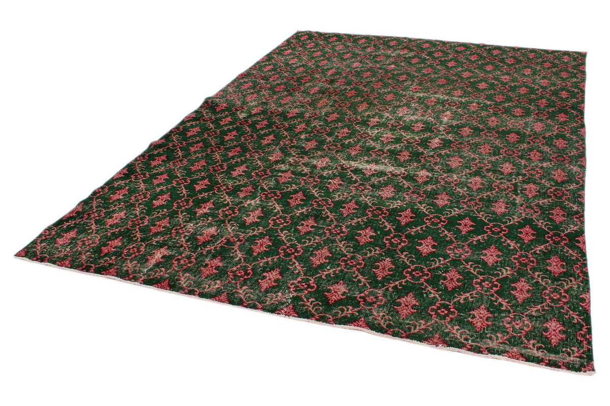 7x10 Dark Green and Multicolor Turkish Anatolian Rug