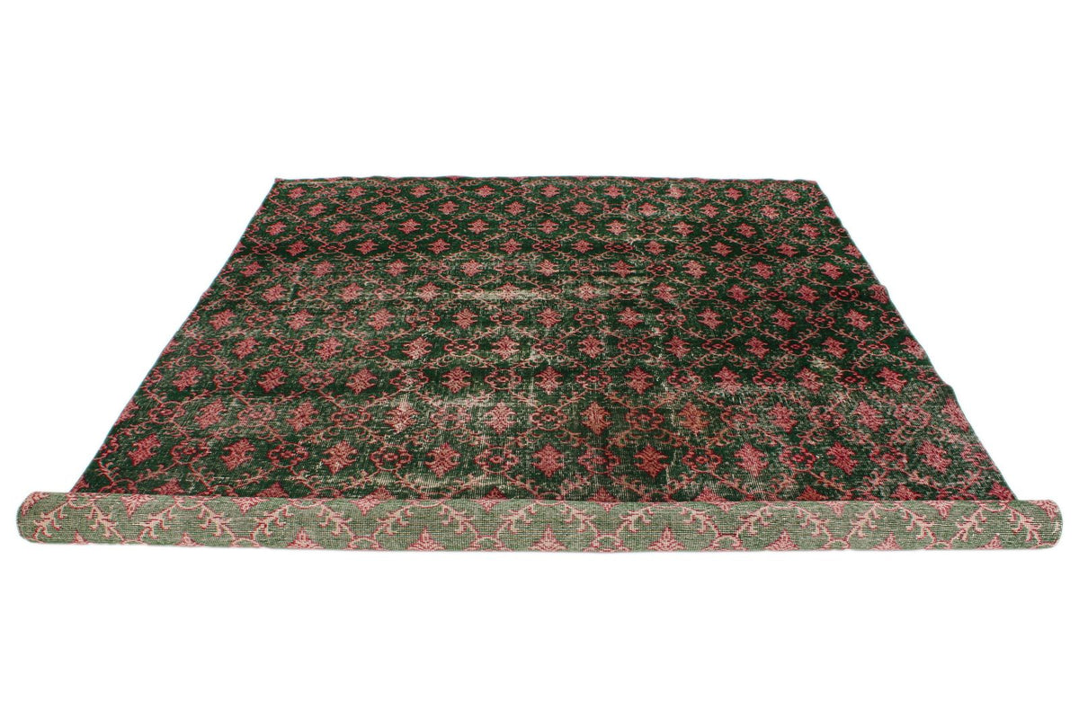 7x10 Dark Green and Multicolor Turkish Anatolian Rug