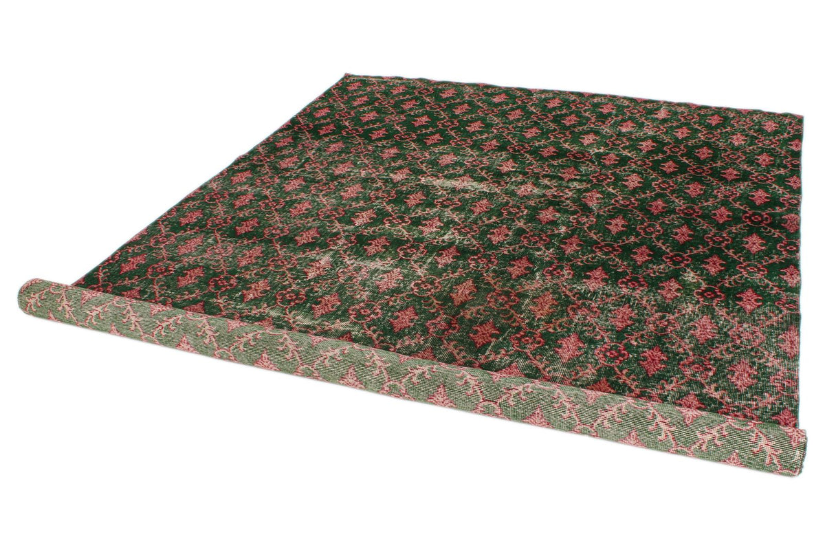 7x10 Dark Green and Multicolor Turkish Anatolian Rug