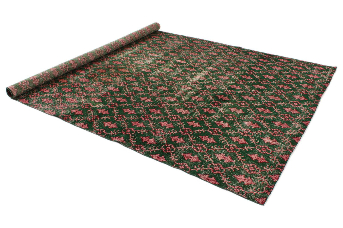 7x10 Dark Green and Multicolor Turkish Anatolian Rug