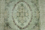 7x10 Light Green and Dark Brown Anatolian Turkish Tribal Rug