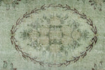 7x10 Light Green and Dark Brown Anatolian Turkish Tribal Rug