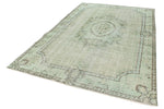 7x10 Light Green and Dark Brown Anatolian Turkish Tribal Rug