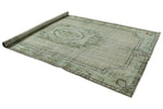 7x10 Light Green and Dark Brown Anatolian Turkish Tribal Rug