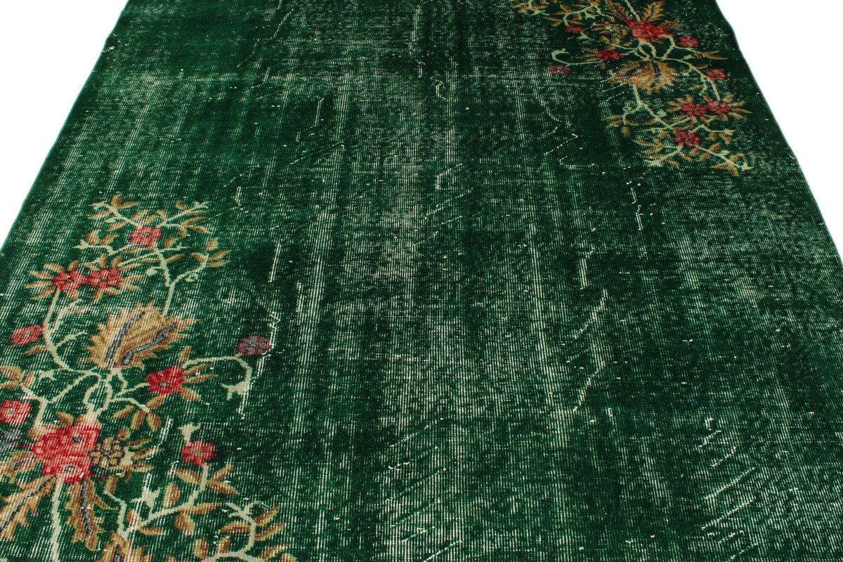 6x10 Dark Green and Multicolor Turkish Anatolian Rug