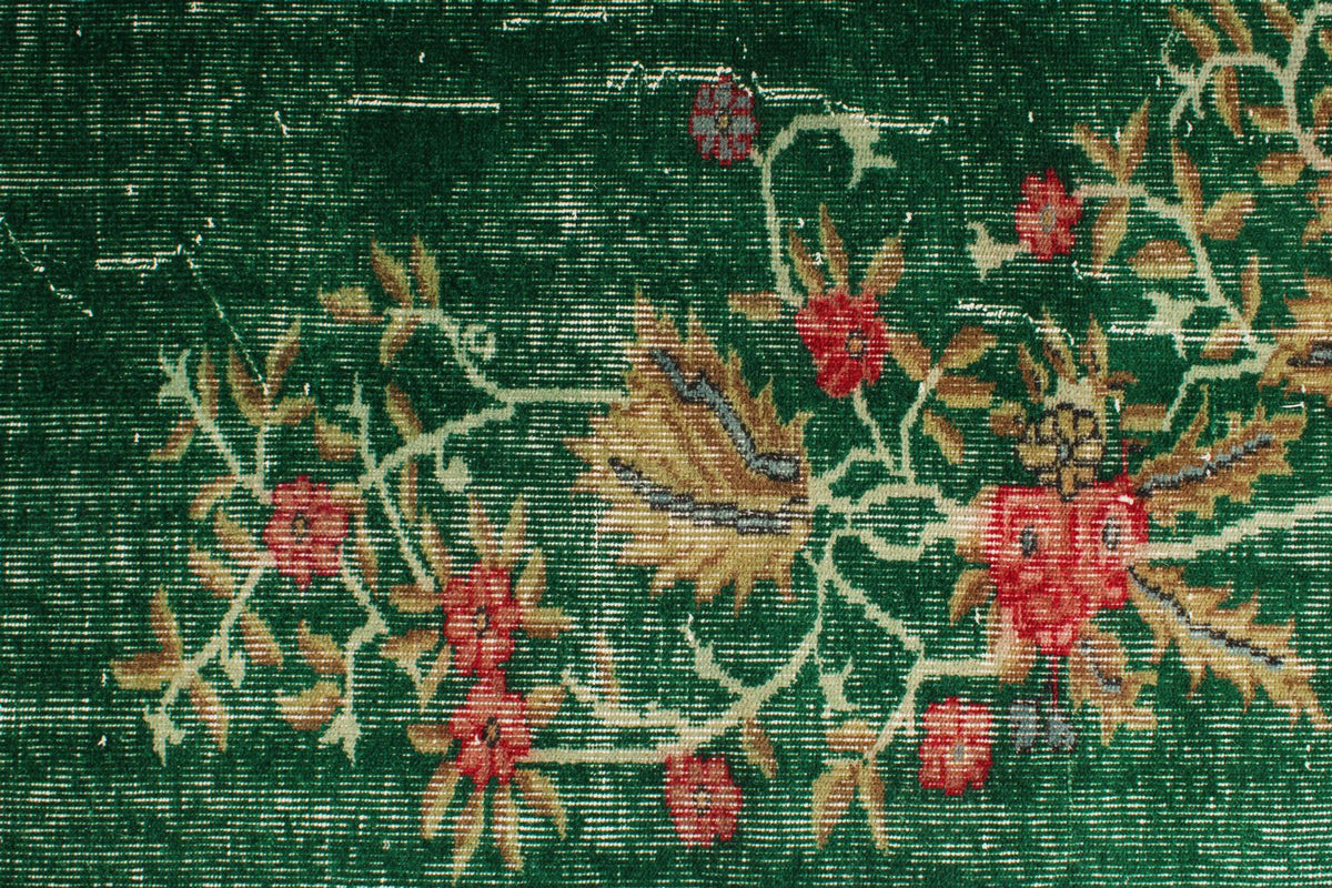 6x10 Dark Green and Multicolor Turkish Anatolian Rug