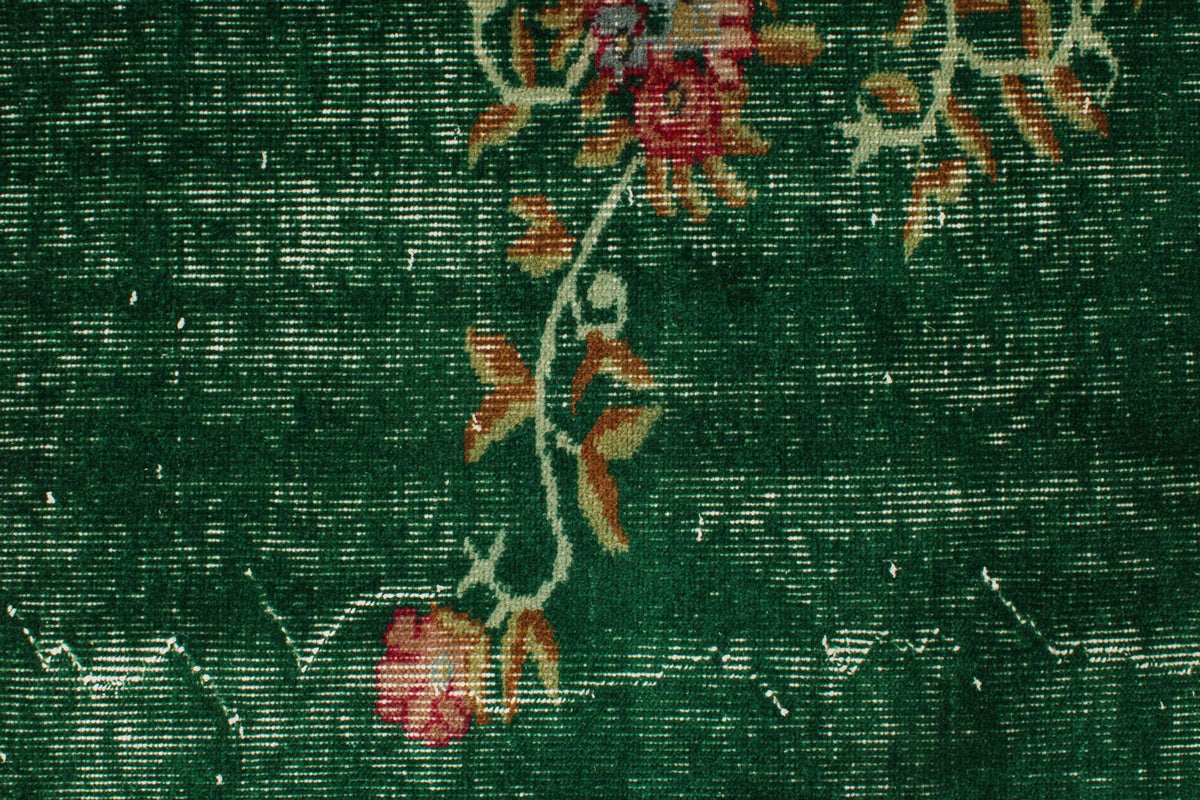 6x10 Dark Green and Multicolor Turkish Anatolian Rug