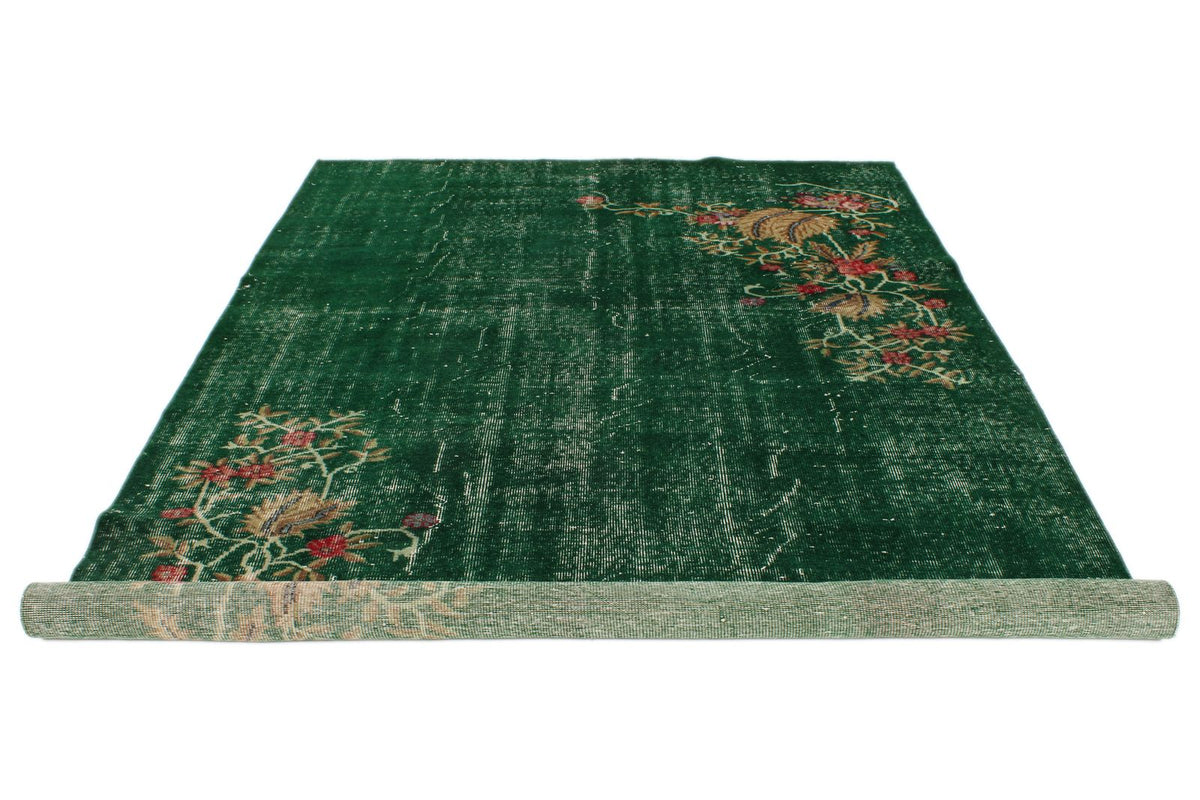 6x10 Dark Green and Multicolor Turkish Anatolian Rug