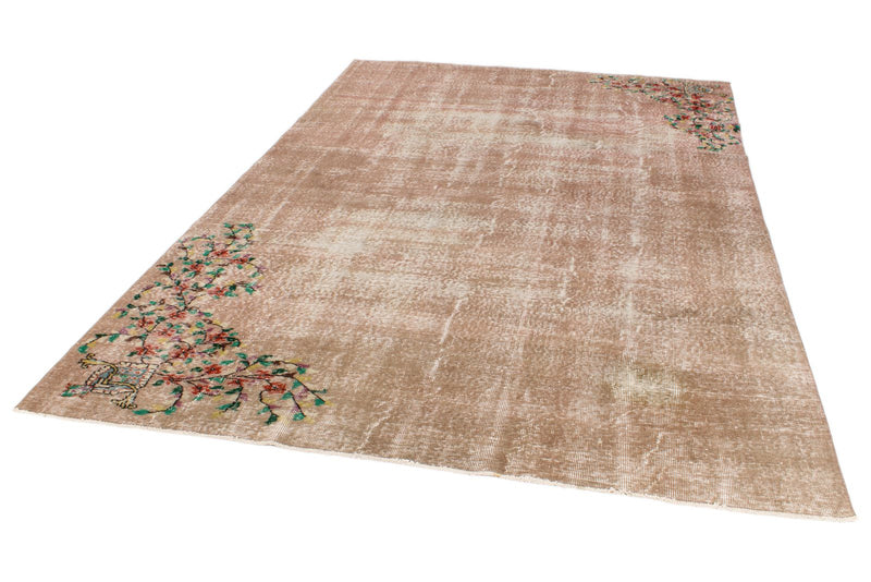 7x10 Light Brown and Multicolor Turkish Anatolian Rug