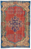 6x10 Red and Multicolor Turkish Overdyed Rug