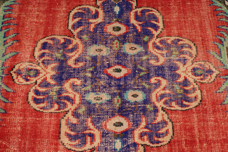 6x10 Red and Multicolor Turkish Overdyed Rug