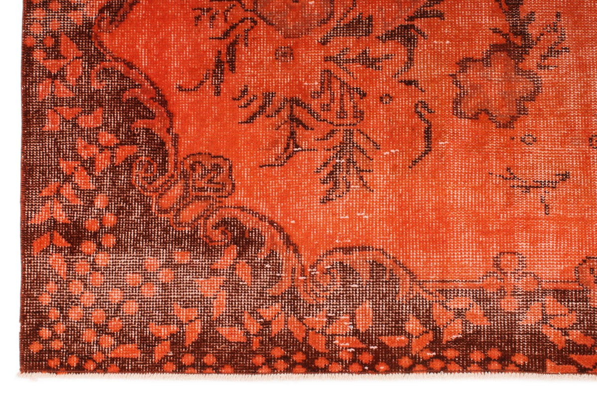 6x11 Orange and Brown Turkish Overdyed Rug
