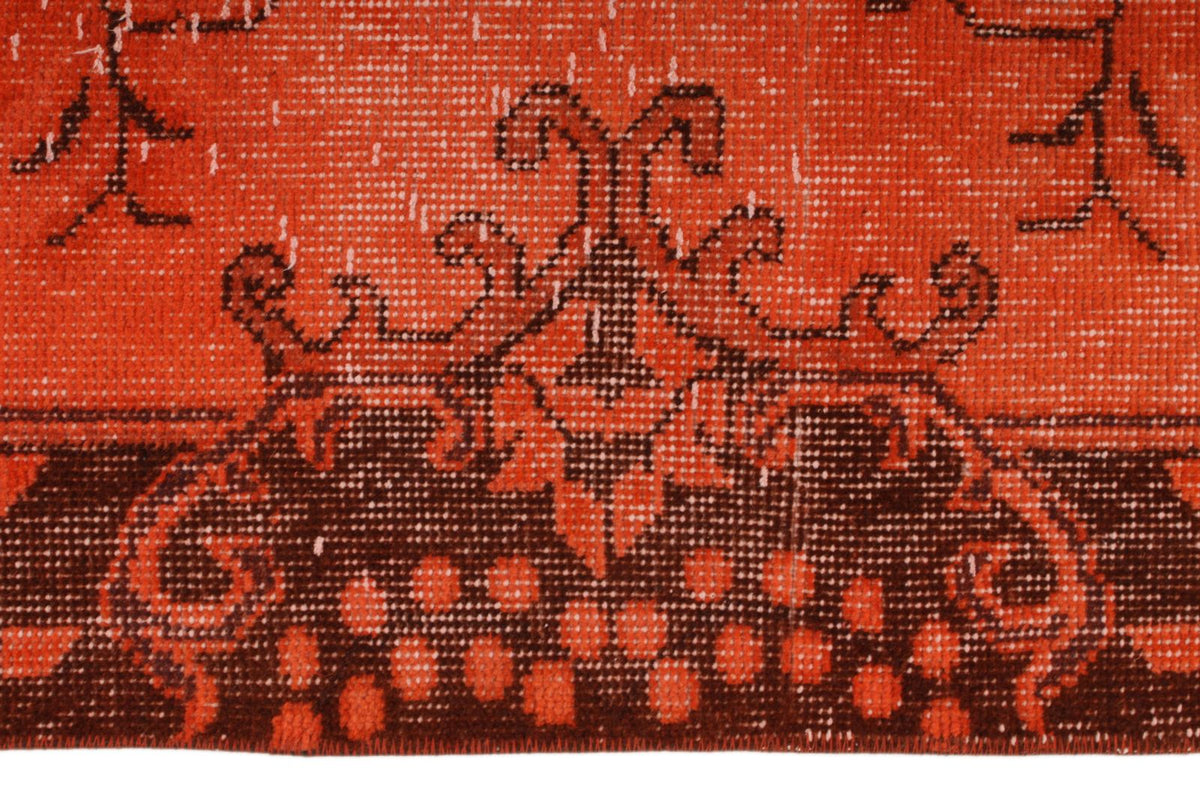 6x11 Orange and Brown Turkish Overdyed Rug