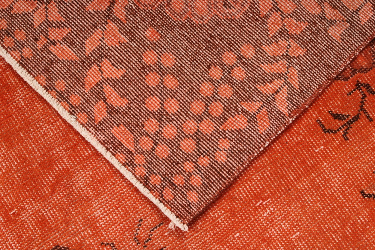 6x11 Orange and Brown Turkish Overdyed Rug