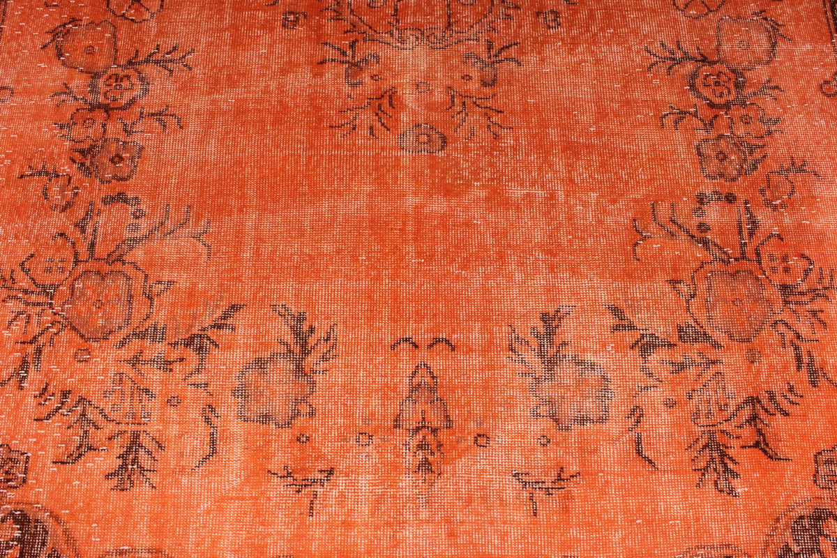 6x11 Orange and Brown Turkish Overdyed Rug