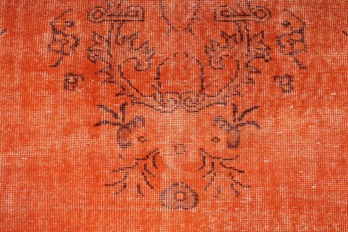 6x11 Orange and Brown Turkish Overdyed Rug