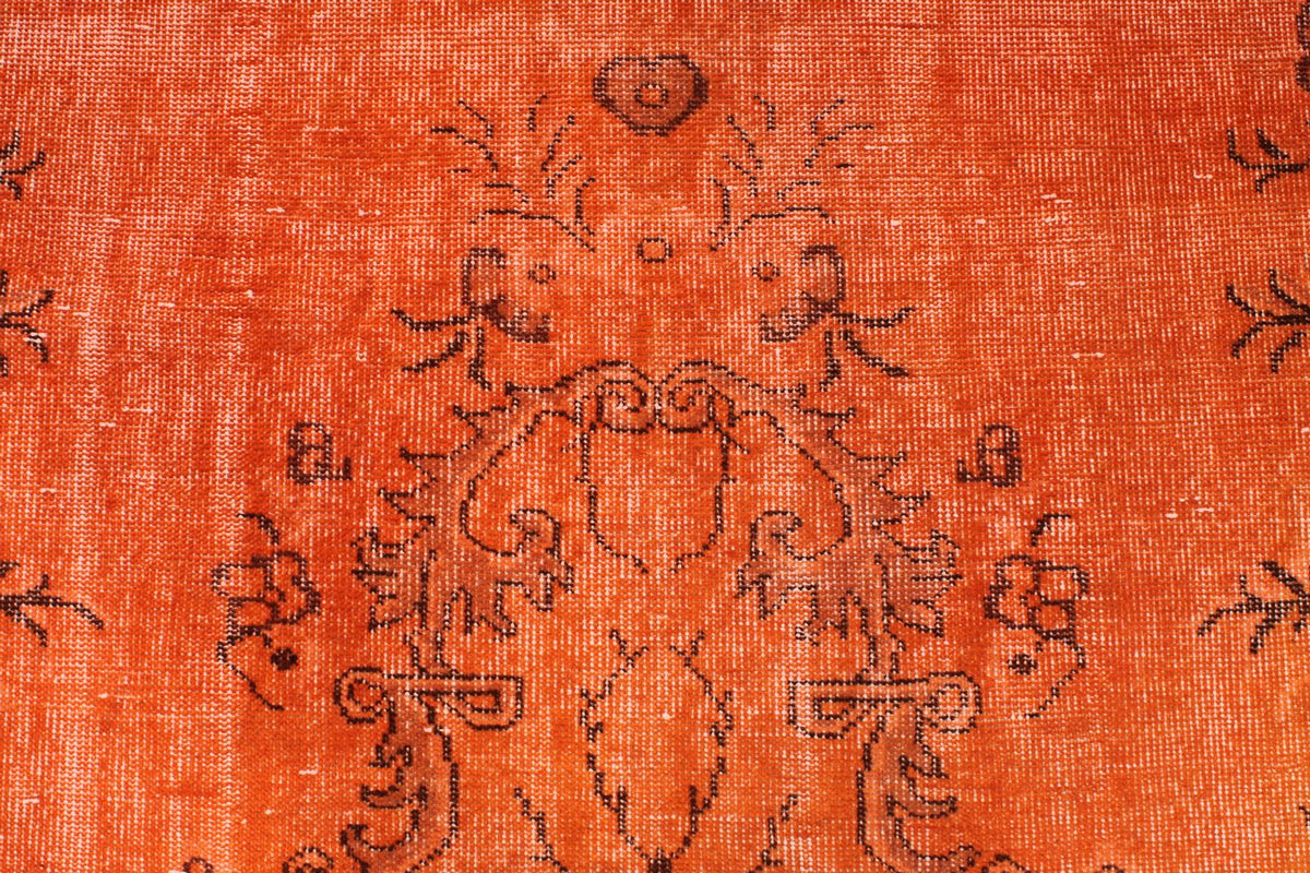6x11 Orange and Brown Turkish Overdyed Rug