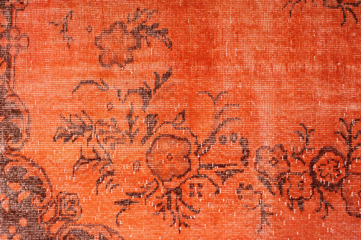 6x11 Orange and Brown Turkish Overdyed Rug