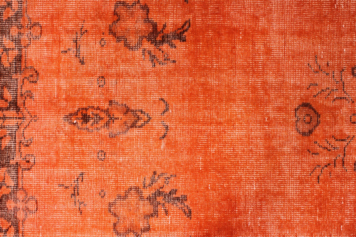 6x11 Orange and Brown Turkish Overdyed Rug
