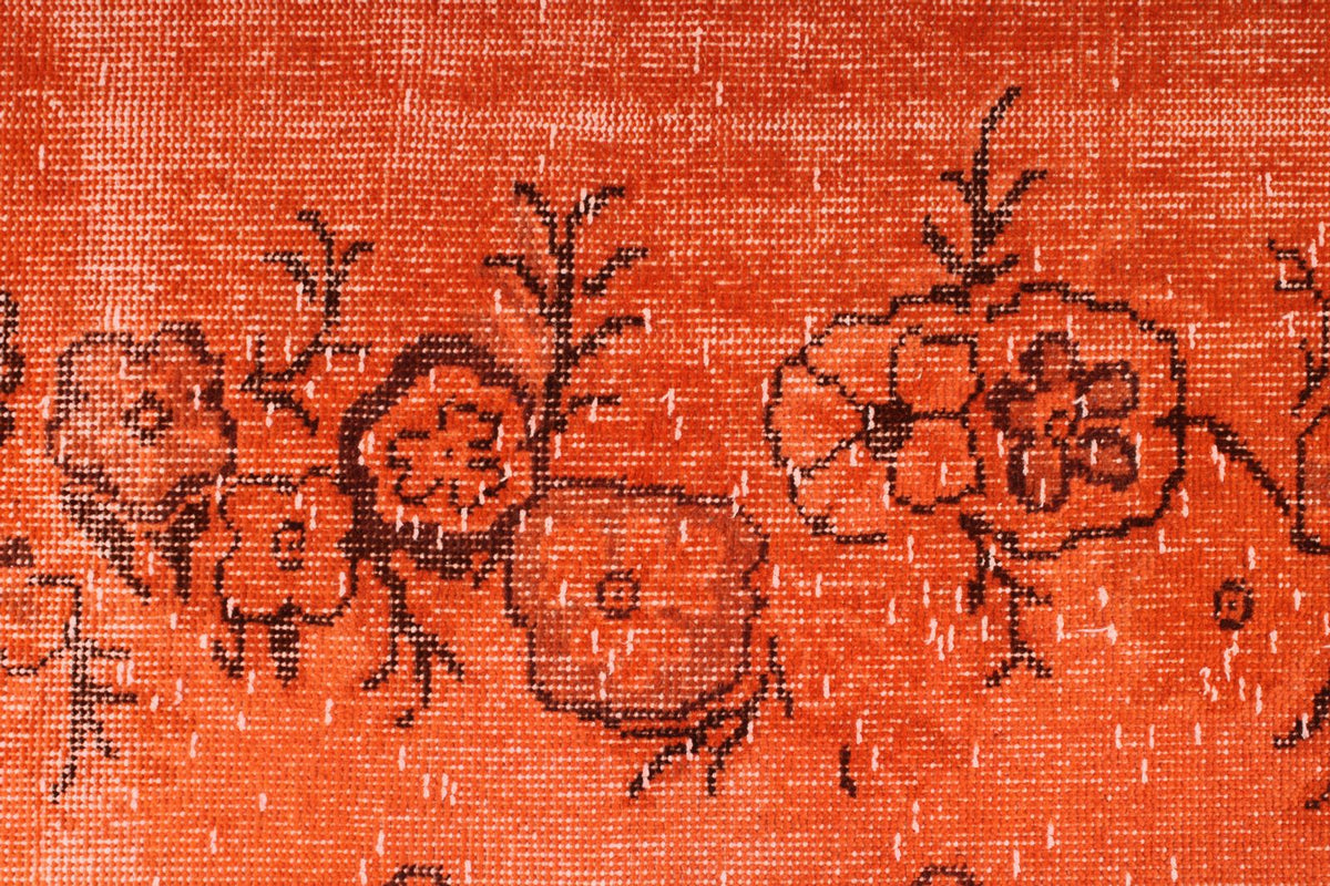 6x11 Orange and Brown Turkish Overdyed Rug