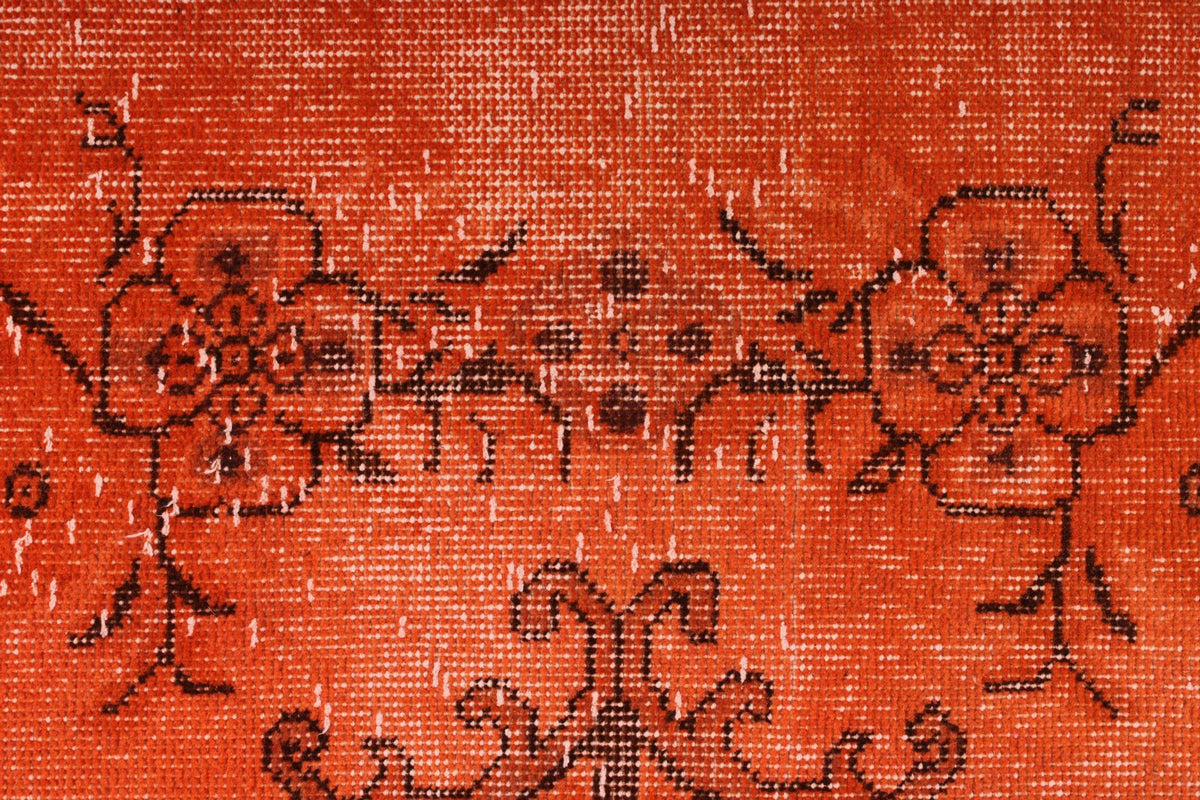 6x11 Orange and Brown Turkish Overdyed Rug