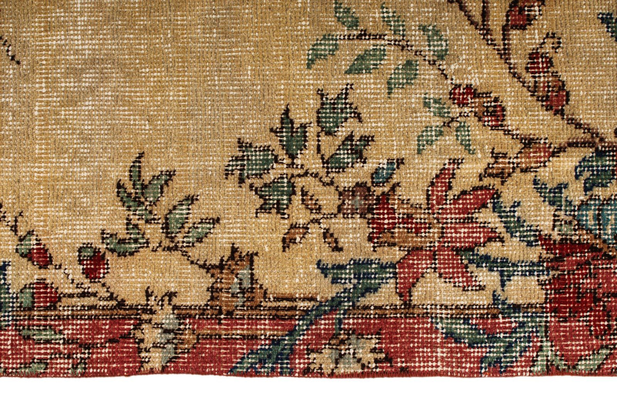 6x10 Ivory and Multicolor Turkish Overdyed Rug