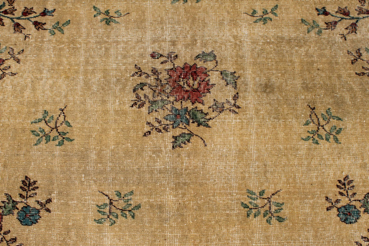 6x10 Ivory and Multicolor Turkish Overdyed Rug