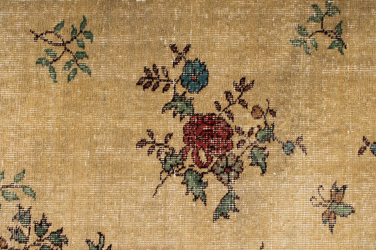 6x10 Ivory and Multicolor Turkish Overdyed Rug