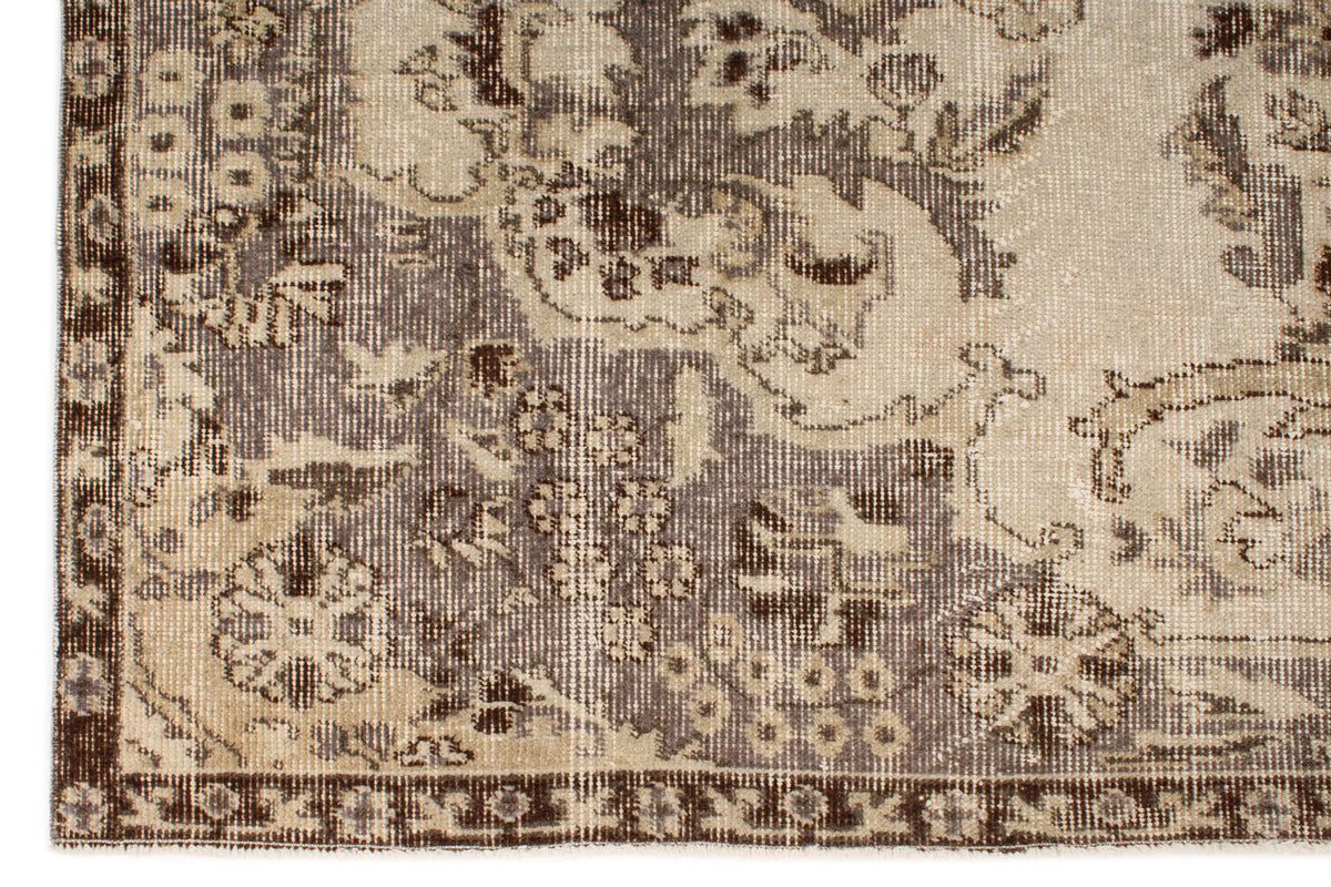 6x10 Ivory and Brown Turkish Overdyed Rug