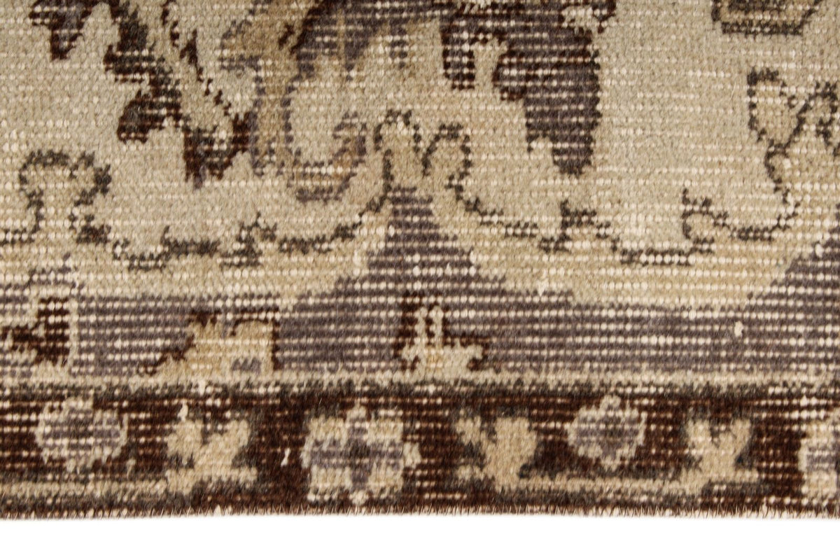 6x10 Ivory and Brown Turkish Overdyed Rug
