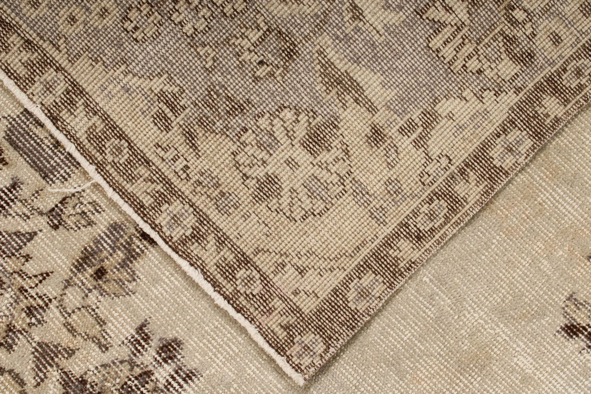 6x10 Ivory and Brown Turkish Overdyed Rug