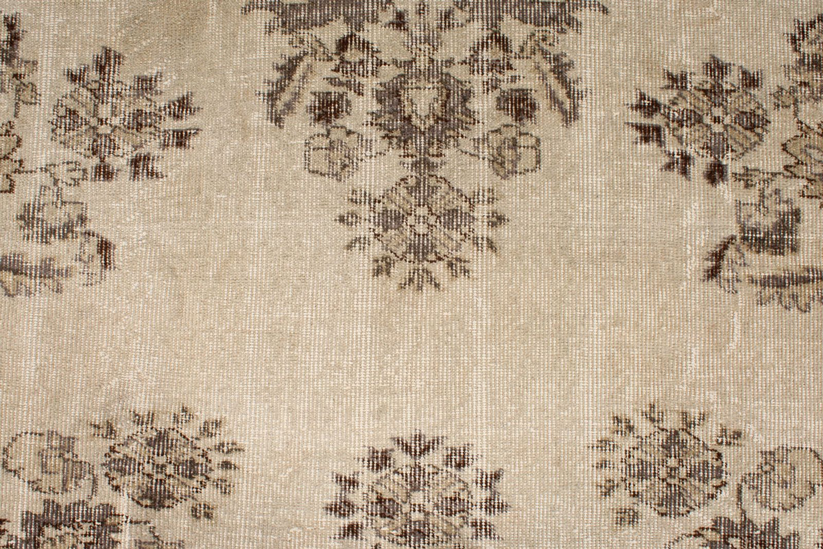 6x10 Ivory and Brown Turkish Overdyed Rug