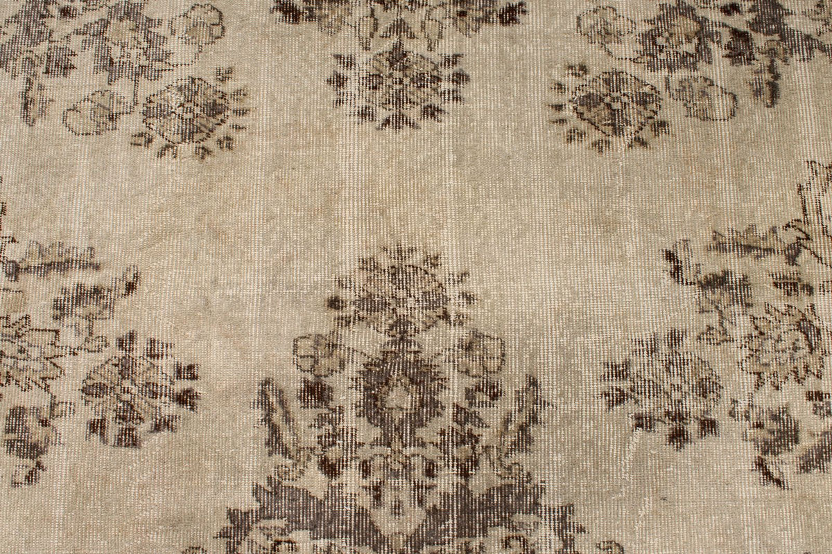 6x10 Ivory and Brown Turkish Overdyed Rug