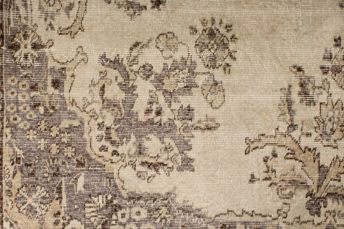 6x10 Ivory and Brown Turkish Overdyed Rug