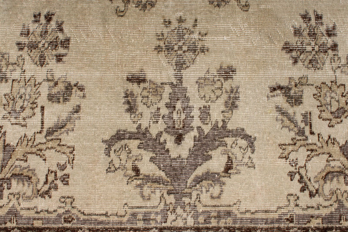 6x10 Ivory and Brown Turkish Overdyed Rug