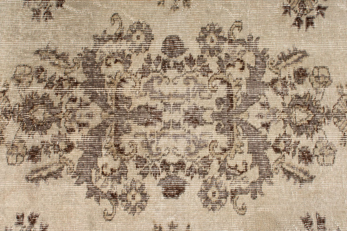 6x10 Ivory and Brown Turkish Overdyed Rug